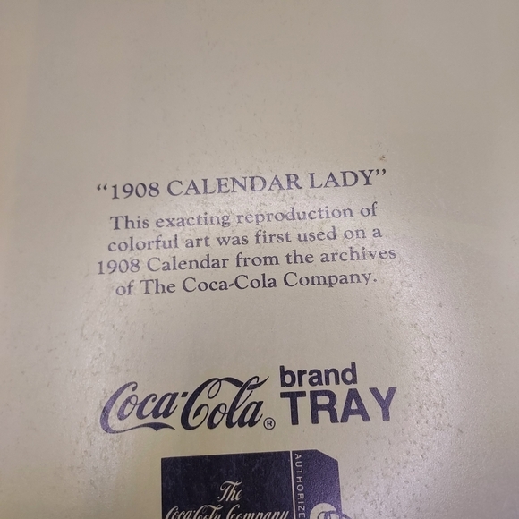 Vintage Coca-Cola "1908 Calendar Lady" Coca - Cola Serving Tray 1987 Ohio Art. - Picture 4 of 11
